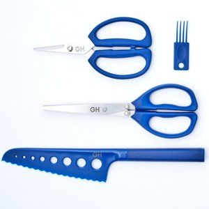 🆕 RESIN KITCHEN KNIFE + KITCHEN SCISSORS + HERB SHEARS SET w/ Cleaning Comb